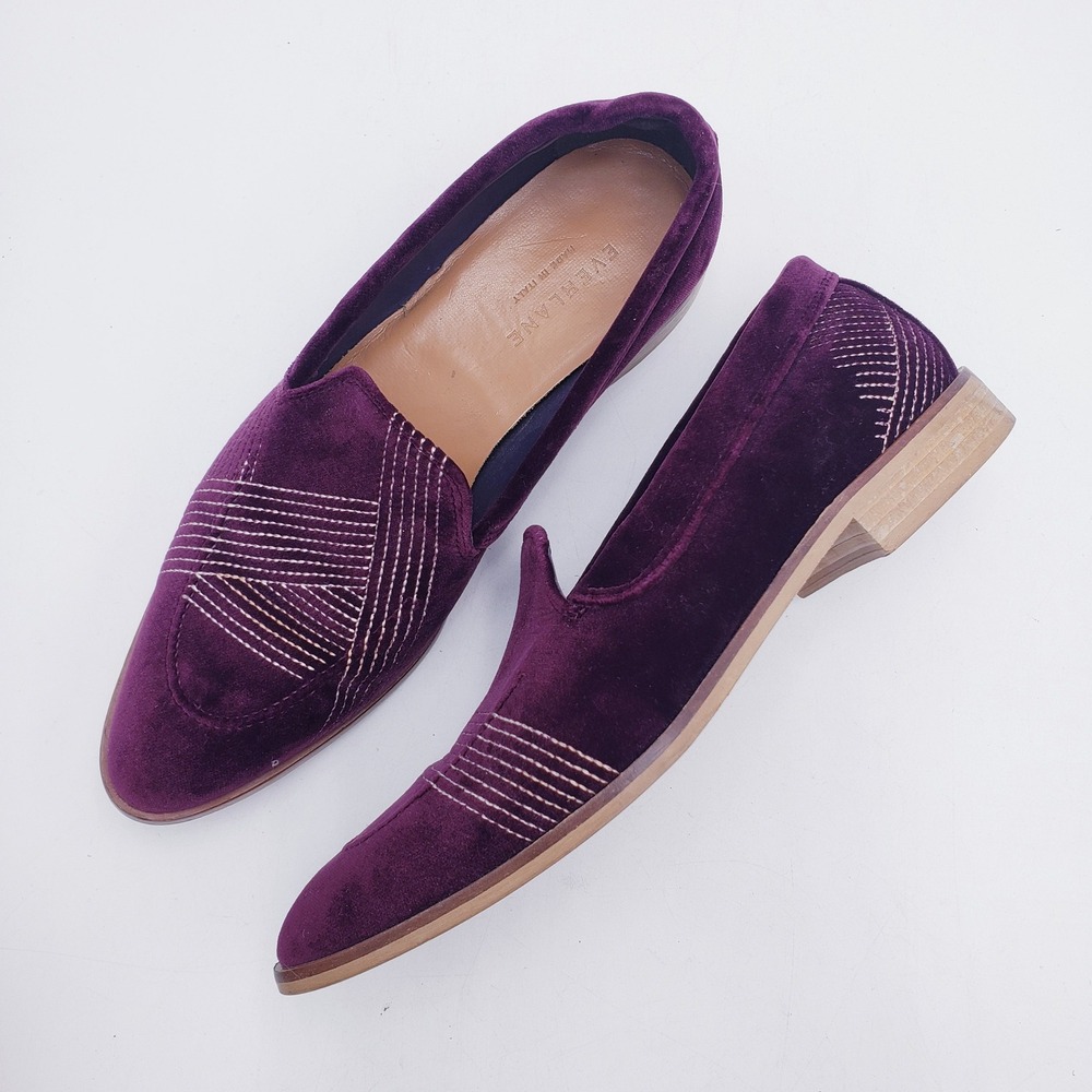 Everlane The Modern Velvet Loafer Purple Velvet Slip‎ On Shoe Italy Size 7